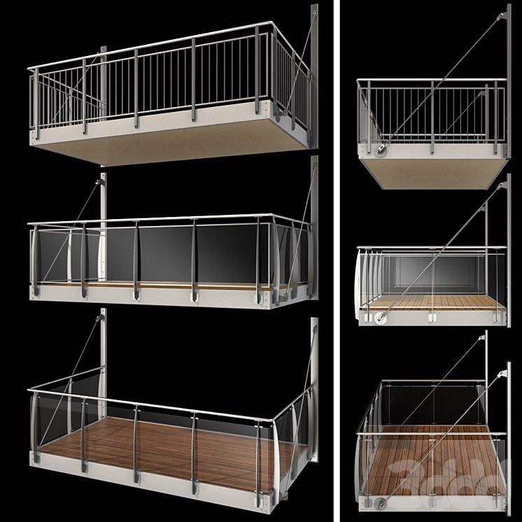 Metal balcony (3 types of console balconies)