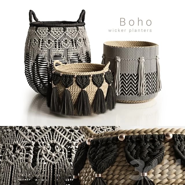 Boho wicker planters