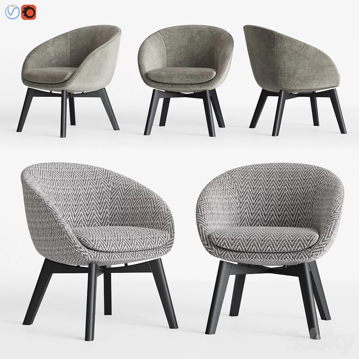 Minotti Russell Little Lounge Fixed Armchair