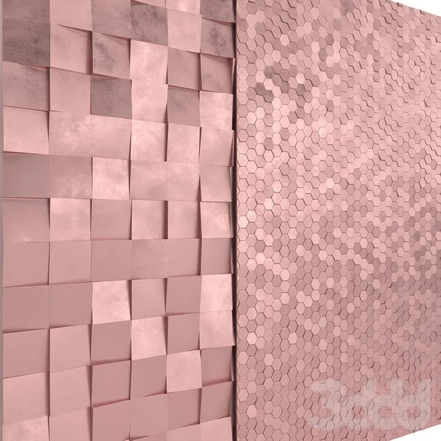 Rose Gold Panels Cubes & Hexagons