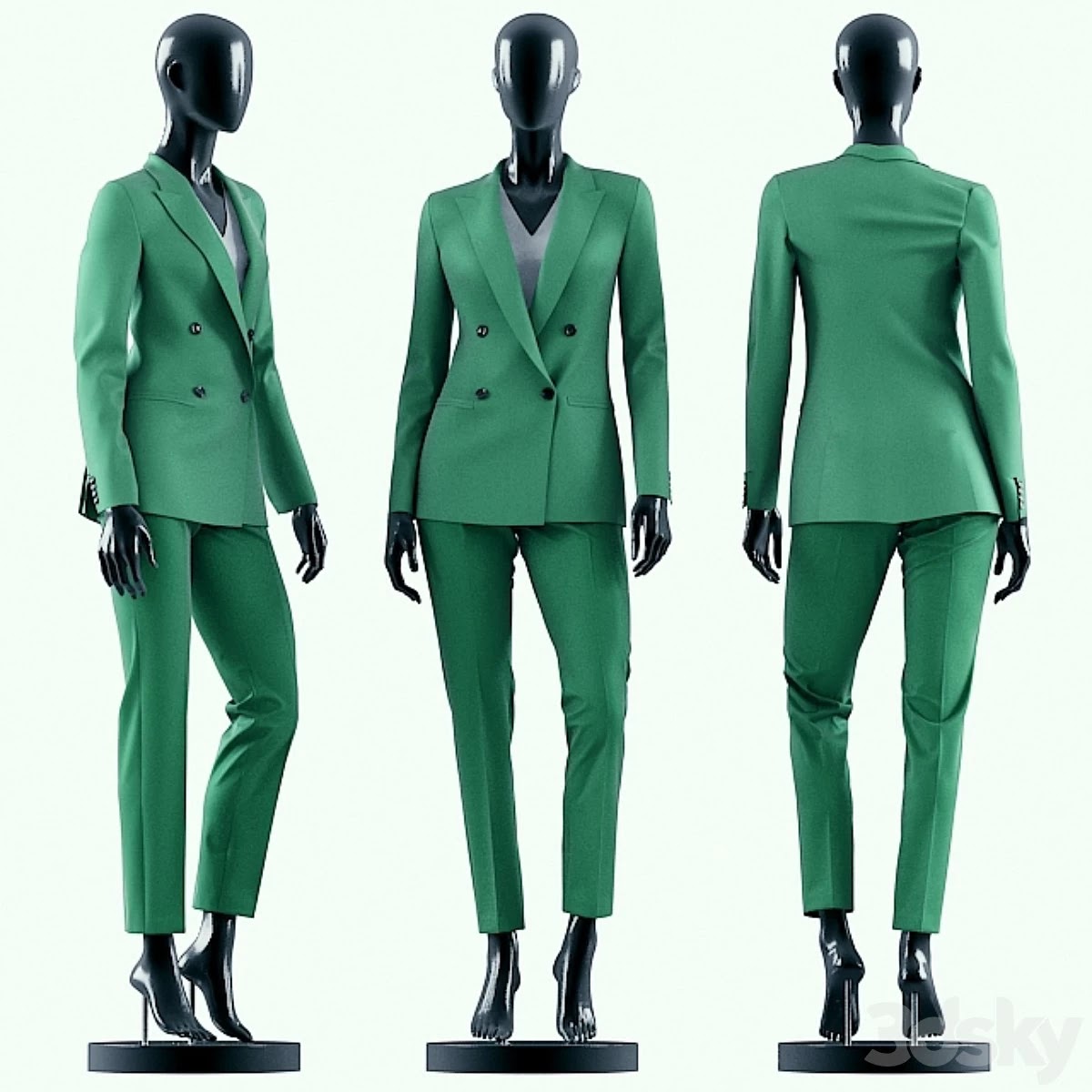 Woman Green Suit