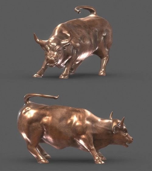 Wall Street Bull Low Poly Realistic PBR