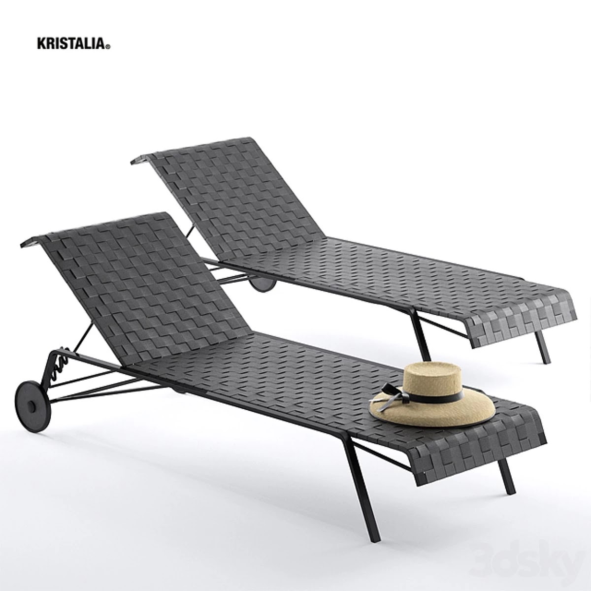 Kristalia Rest lounger with straw hat