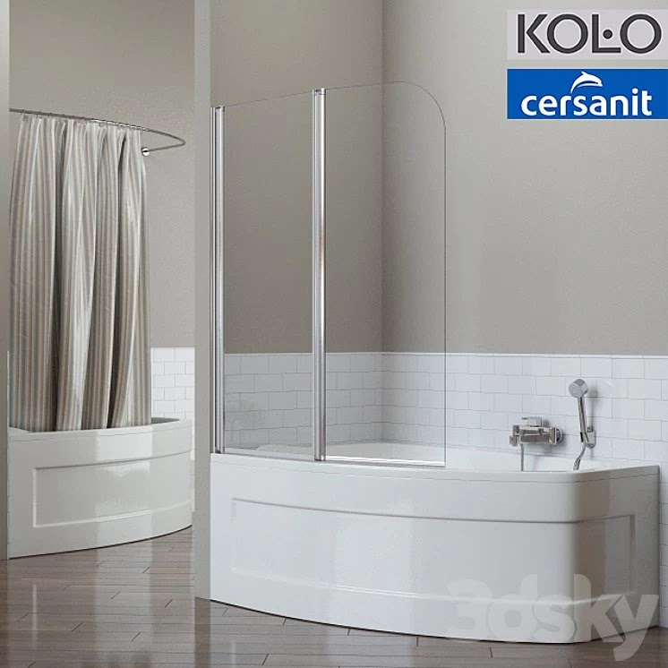 Spa MYSTERY asymmetrical 150 * 95, 140 * 90 cm (tm KOLO), shutter glass "EASY" (tm Cersanit)