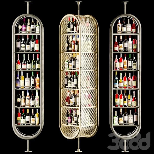 Modern rack in a restaurant with alcohol