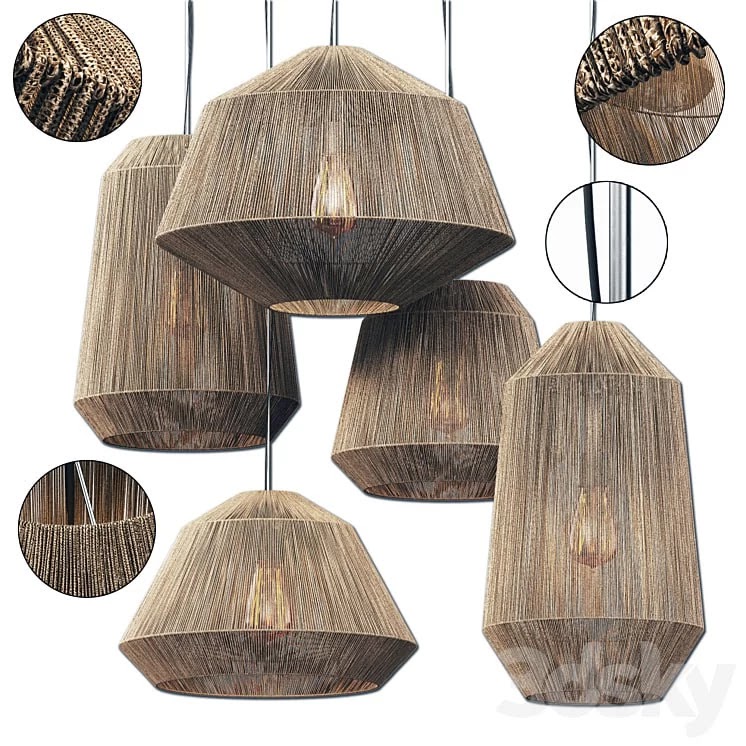 Lamp barrel rope n10 / Chandelier barrel made of ropes No. 10