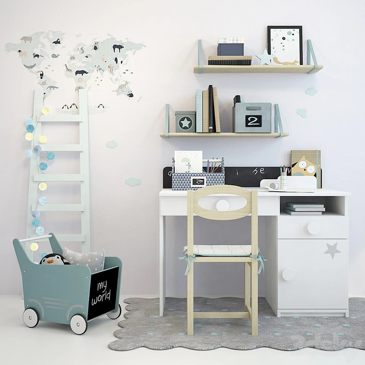 Writing-table and decor for a nursery 1