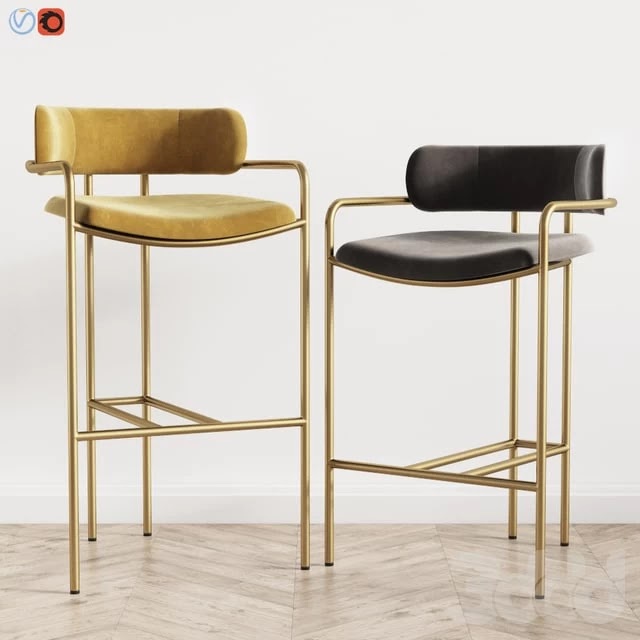 Lenox Velvet Bar and Counter Stools West Elm