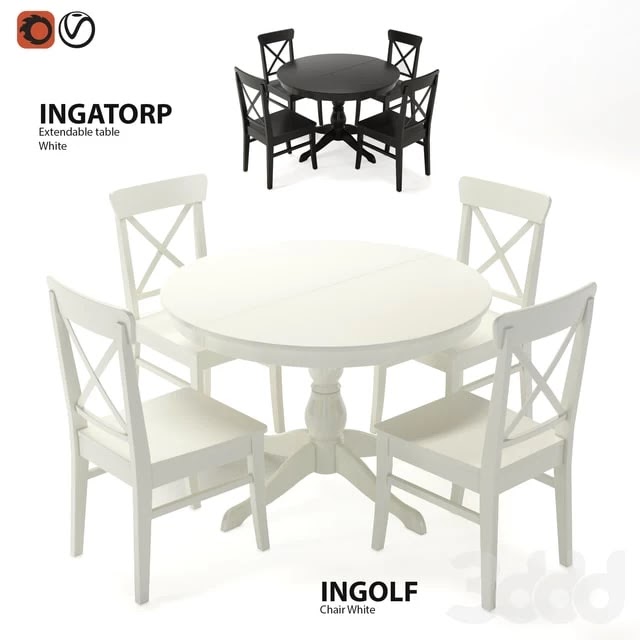 Table and chairs IKEA INGATORP and INGOLF