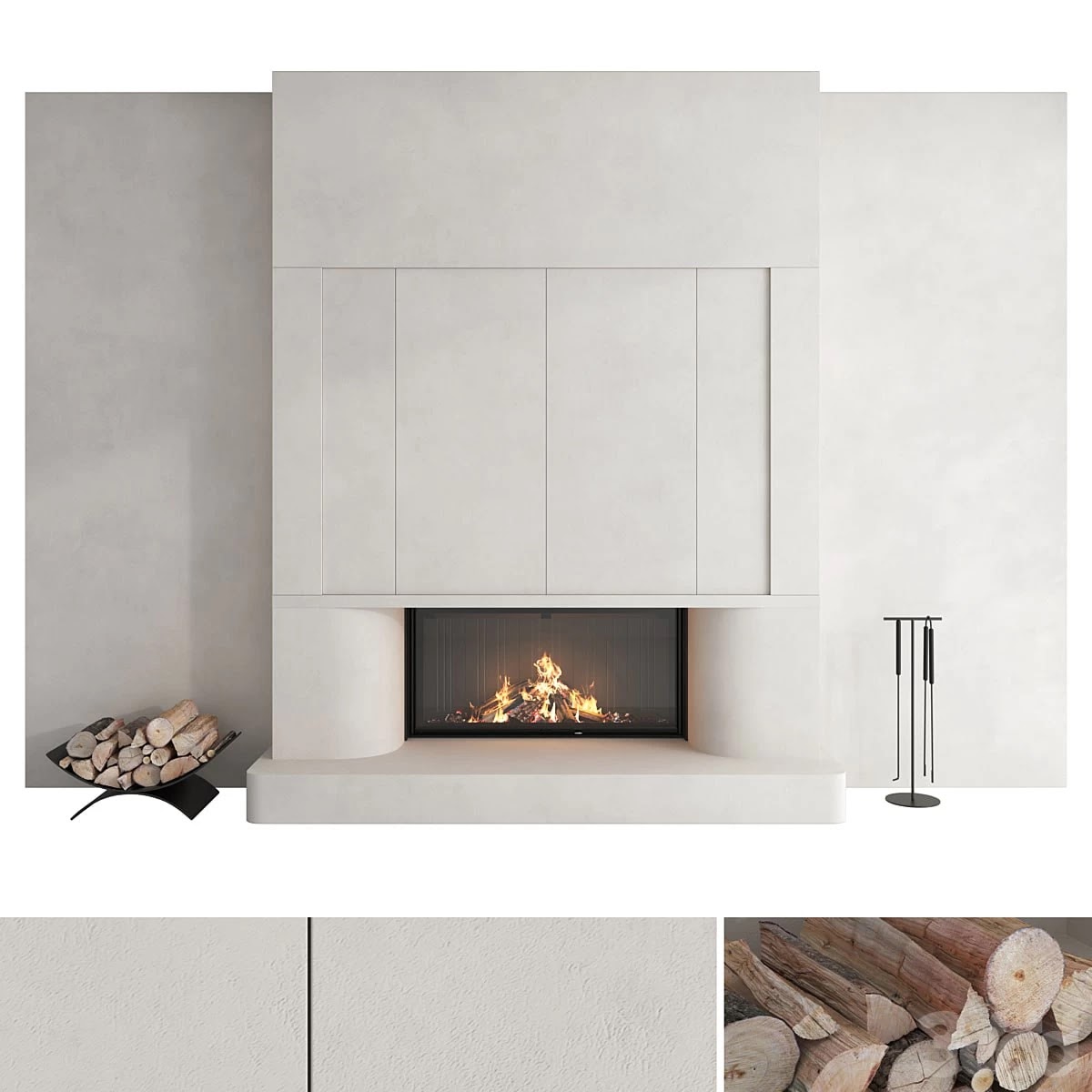 Decorative wall with fireplace set 47