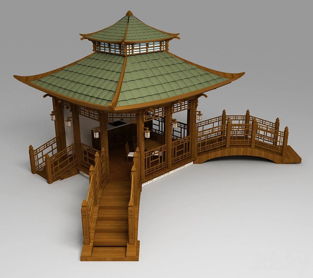 The Chinese pergola with bridges