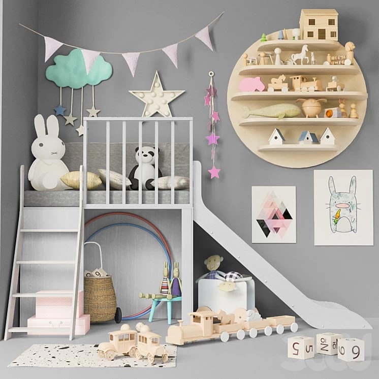 Children's room with toys and furniture for children 3 ;s