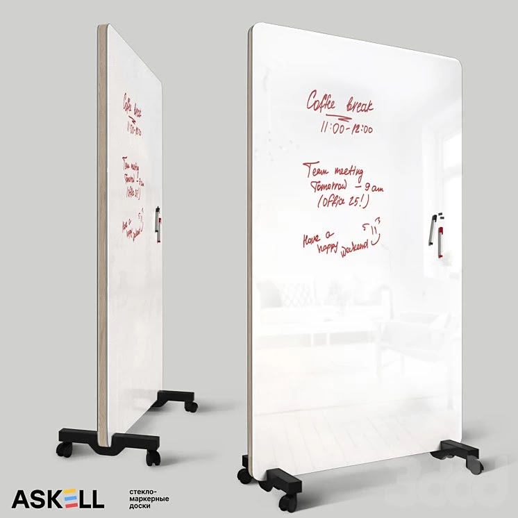 Mobile magnetic whiteboard "New Askell"