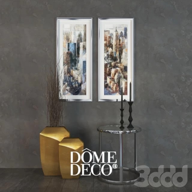 Dome Deco decor set, a table with vases and paintings