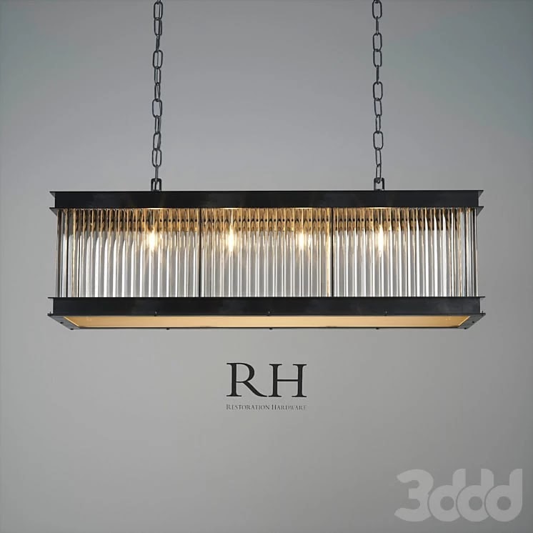SanDro 1920S ESSEX CRYSTAL ROD RECTANGULAR CHANDELIER