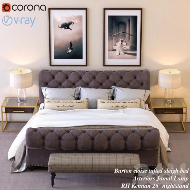 Burton eloise tufted sleigh bed