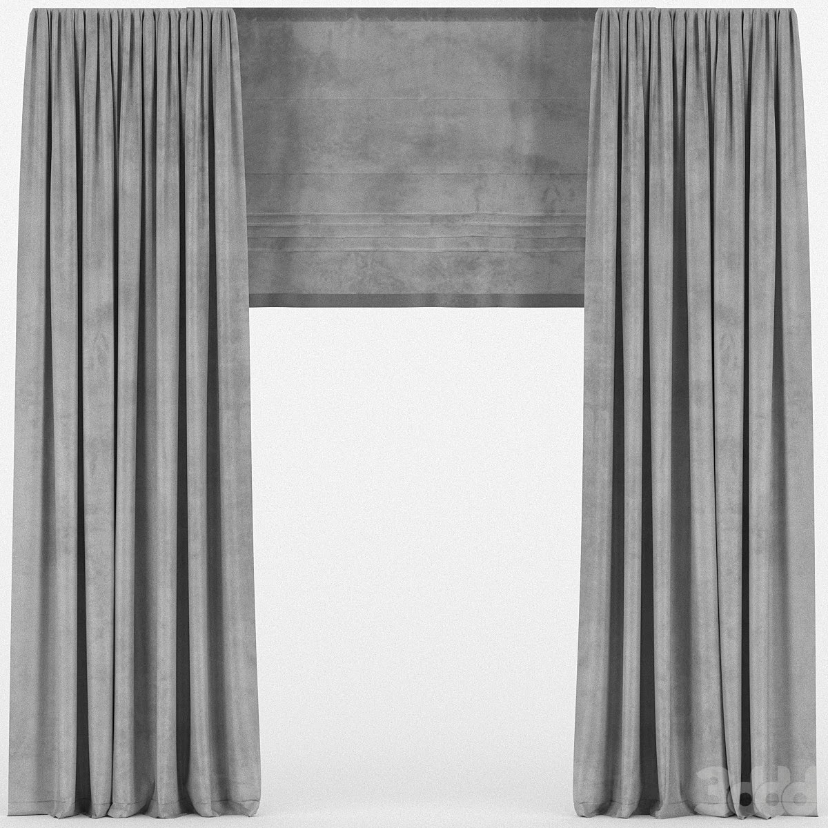 Velvet curtains with roman