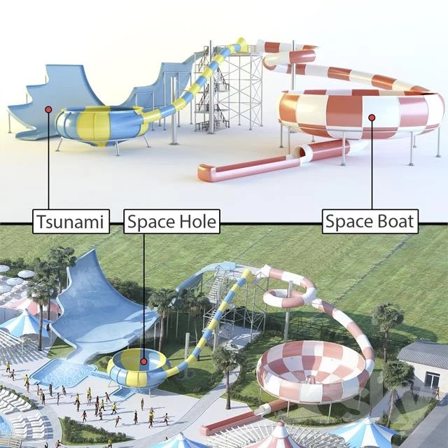 Waterslides: Tsunami, Space Hole, Space Boat.