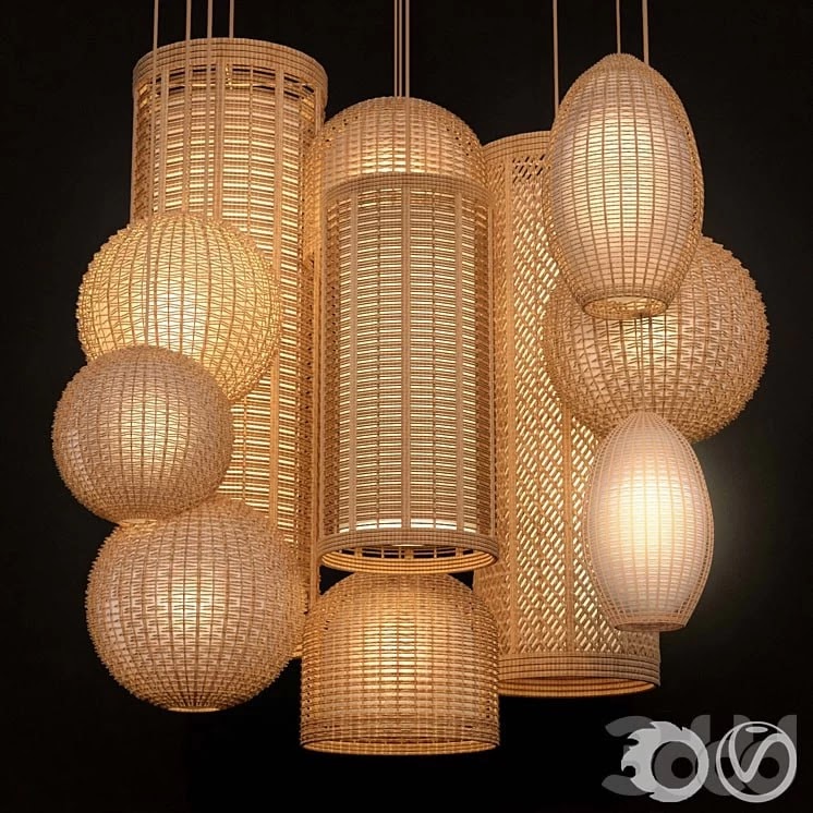 Rattan lighting set