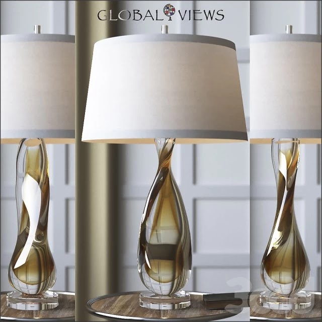 Global Views Amber Twisted Art Glass Lamp