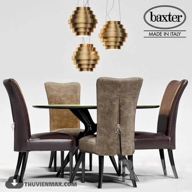 Baxter table LIQUID LUNCH, chair LEVANTE, lamp GUGGIE