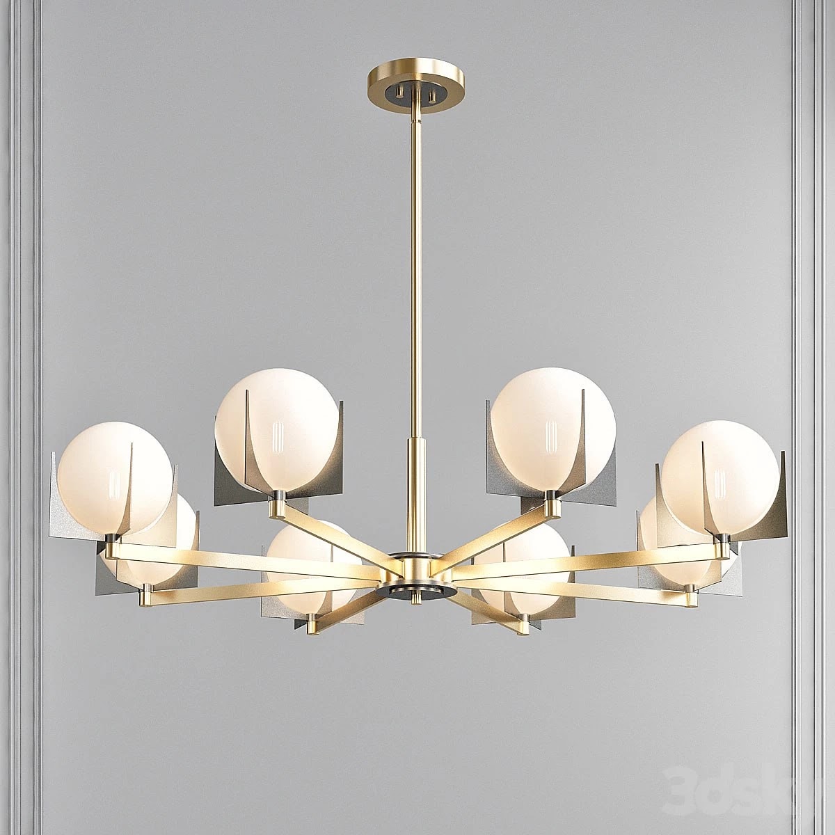 Finn Satin Brass-Brushed Platinum 8 Light Chandelier by Maxim Lighting