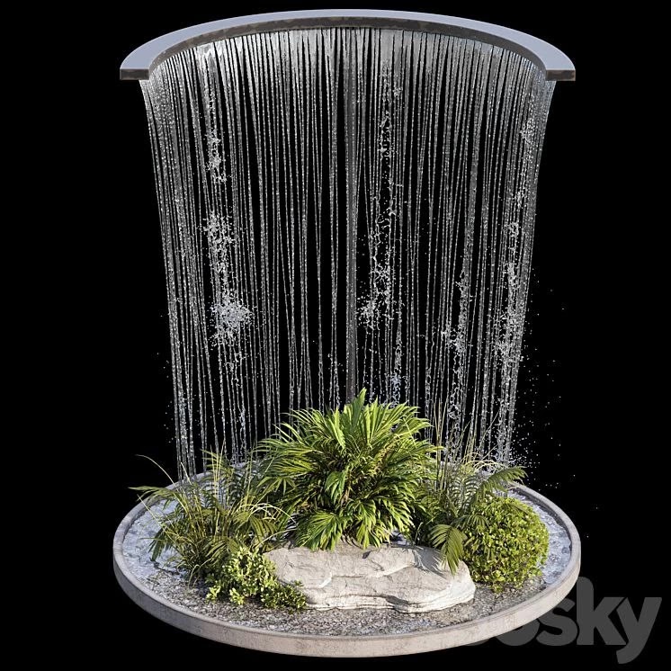 Waterfall fountains and plant 07
