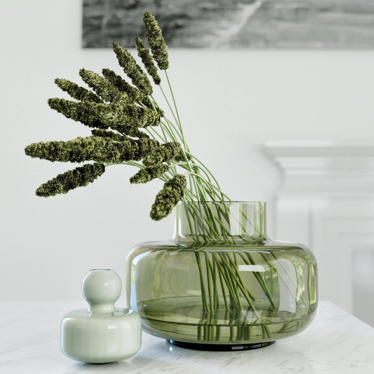 Modern grass arrangement in a vase