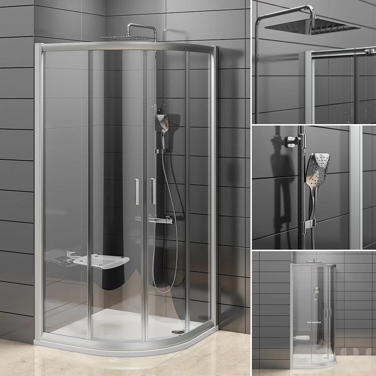 Semicircular shower enclosures Ravak Rapier