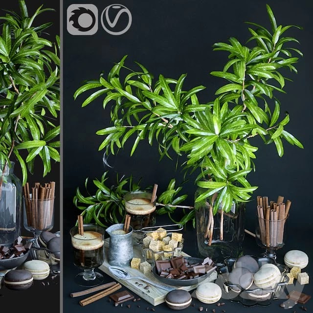 Kitchen set with mango branches