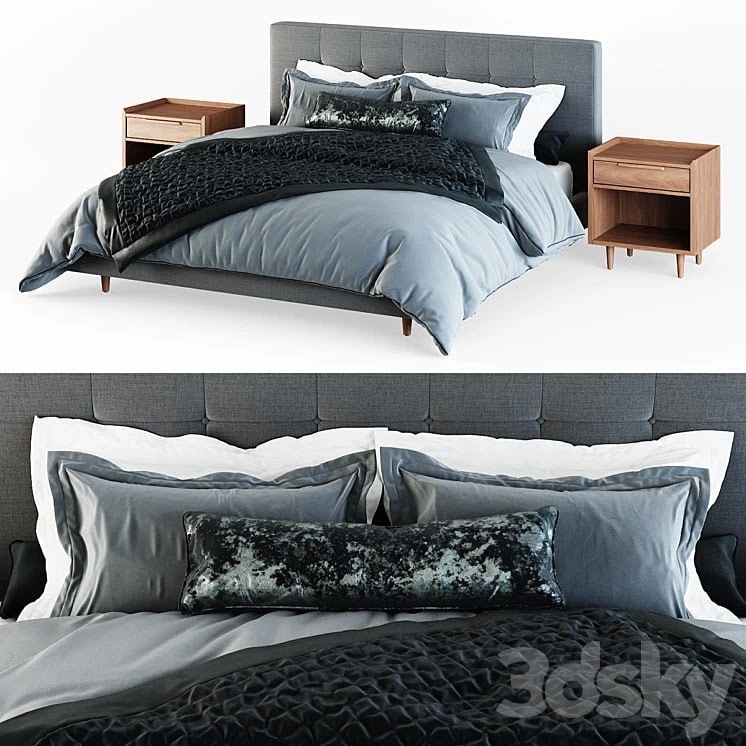 Tate King Upholstered Bed 45 "with Nightstands
