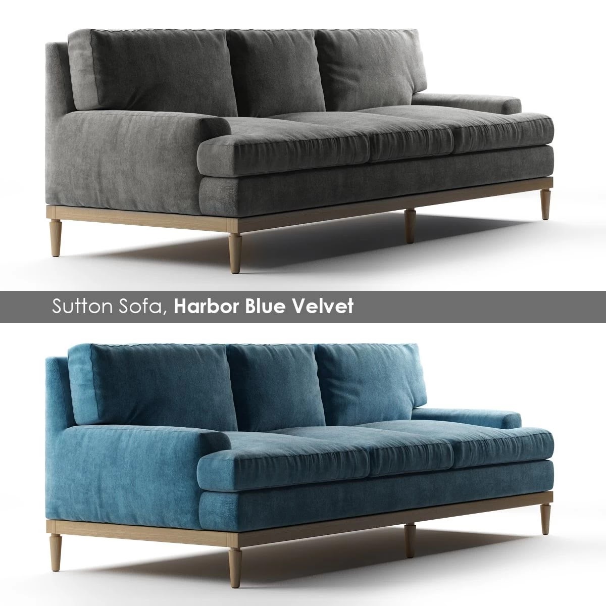 Sutton Sofa, Harbor Blue Velvet