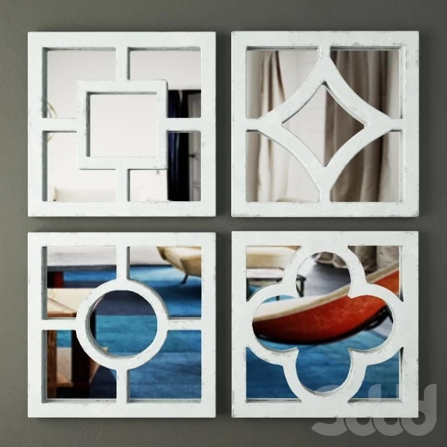 Distressed Wall Mirror Set