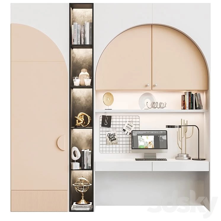 Children's wardrobe with decor and workplace
