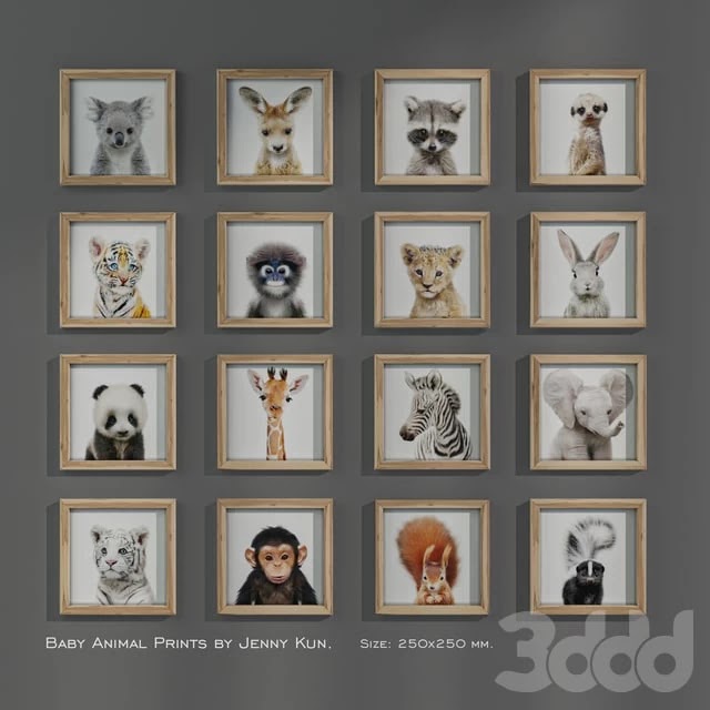 Baby Animal Prints by Jenny Kun. Size: 250x250mm. , , , , , , , , , , ’s,
