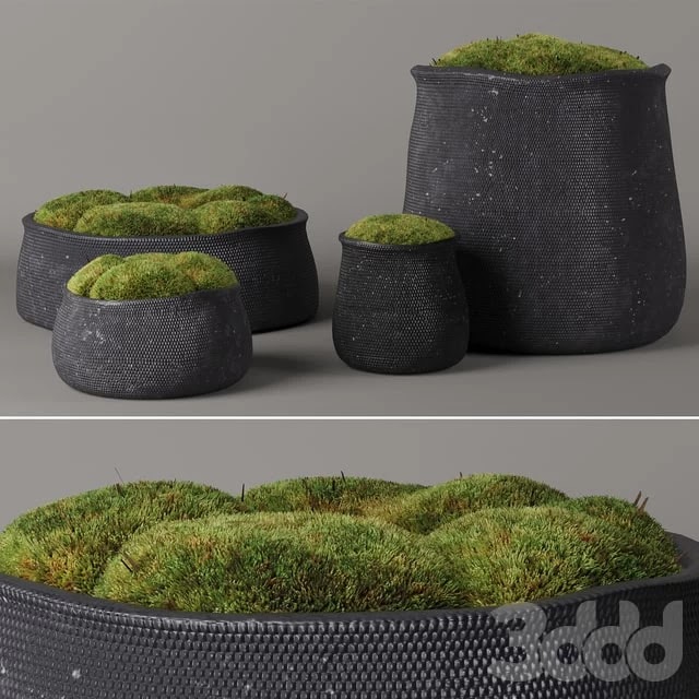 RH Crosshatch concrete vases