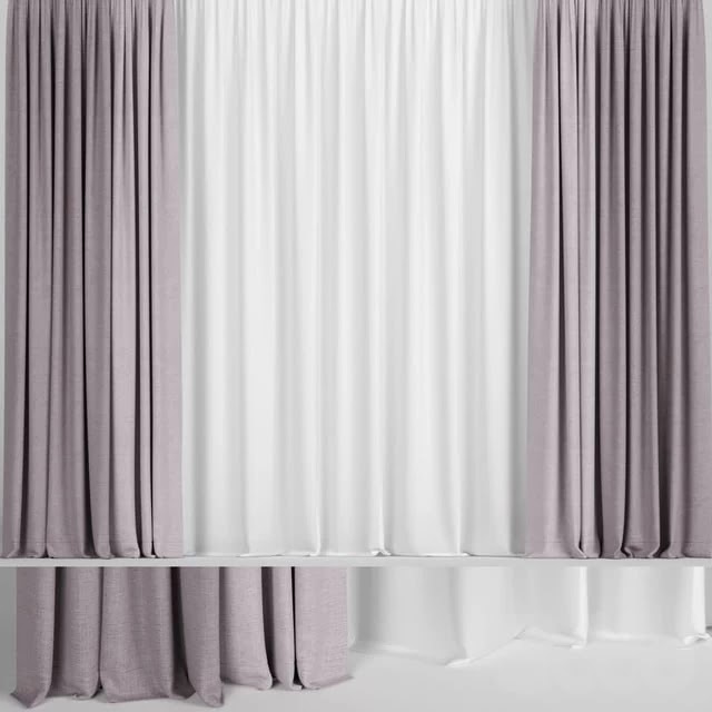 Pink curtains in two colors with tulle.
