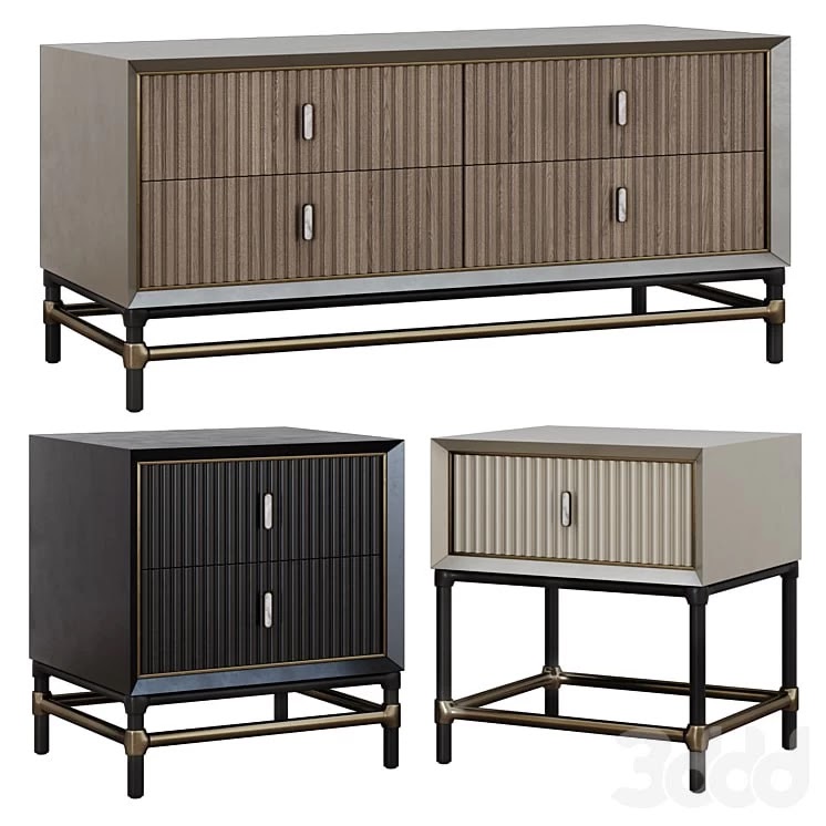 Chest of drawers and bedside tables in Art Deco style 05