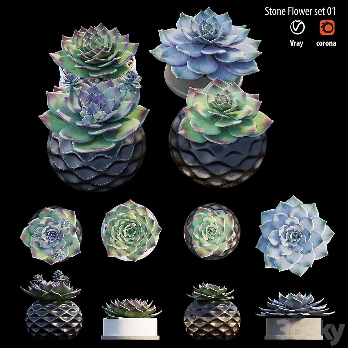 Stone flower set 01