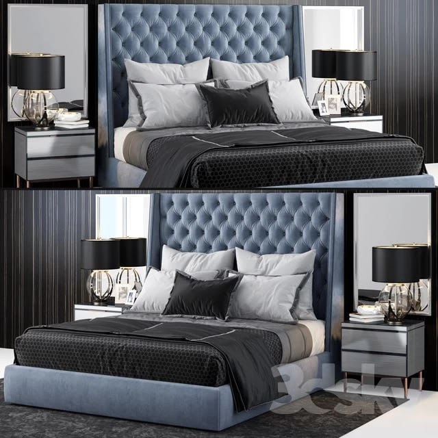Sandringham Velvet Upholstered Winged Bed