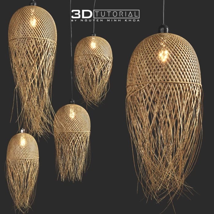 by Nguyen Minh Khoa Rattan Jellyfish Pendant Lamp