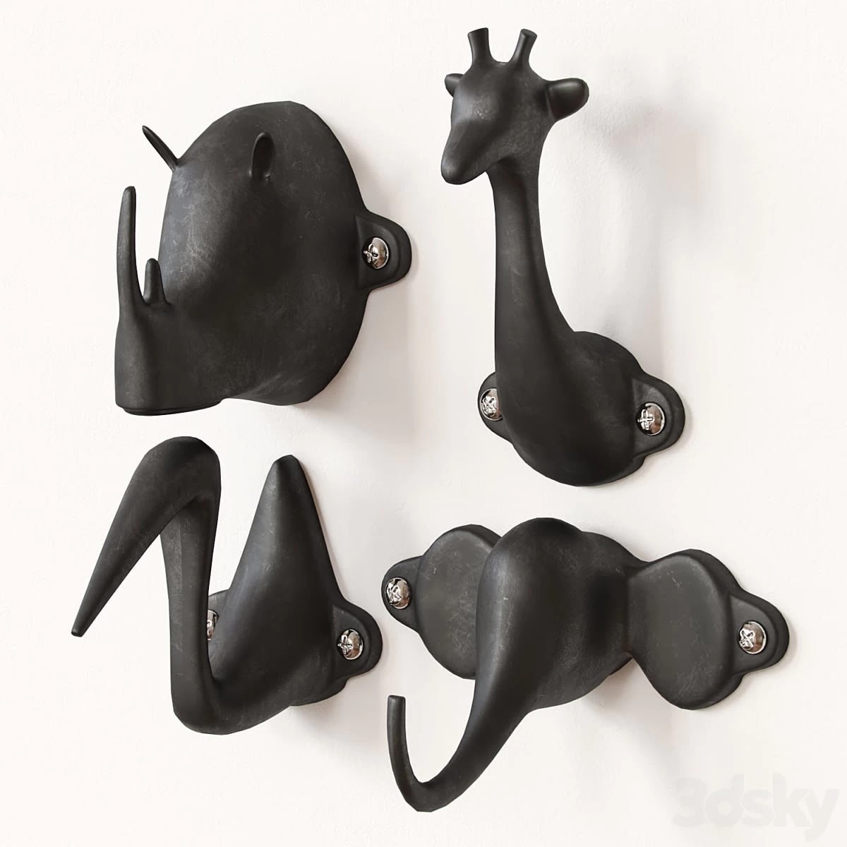 Hooks-safari / elephant, giraffe, rhino, heron