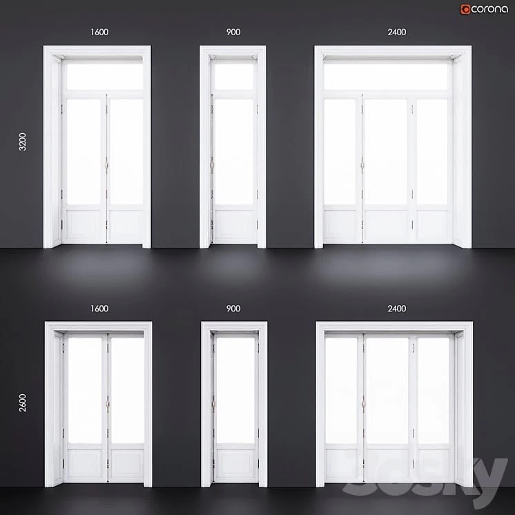Wooden classical balcony doors