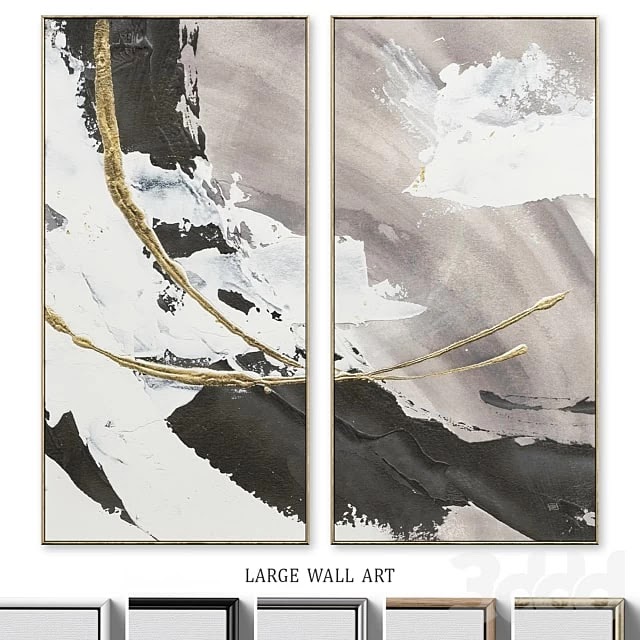 Large Glam Accent Textural Abstract Wall Art C-496