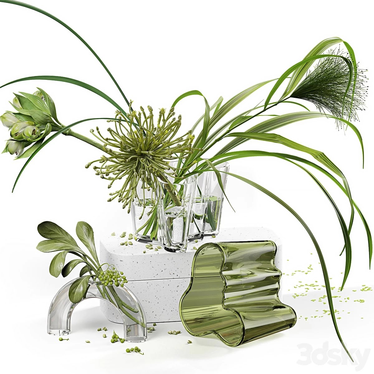 Decor set 047 with green plants AALTO VASE