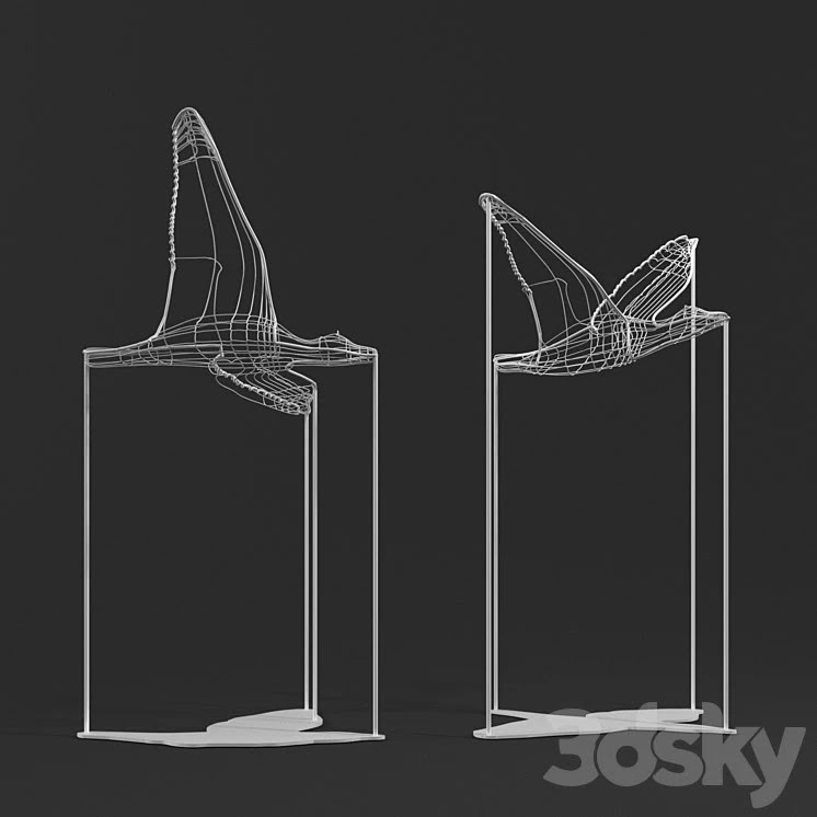Flight Shadows decor sculpture by Artem Zakharchenko / two white birds