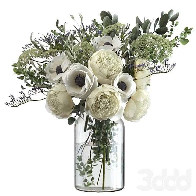 Bouquet with flowers and eucalyptus