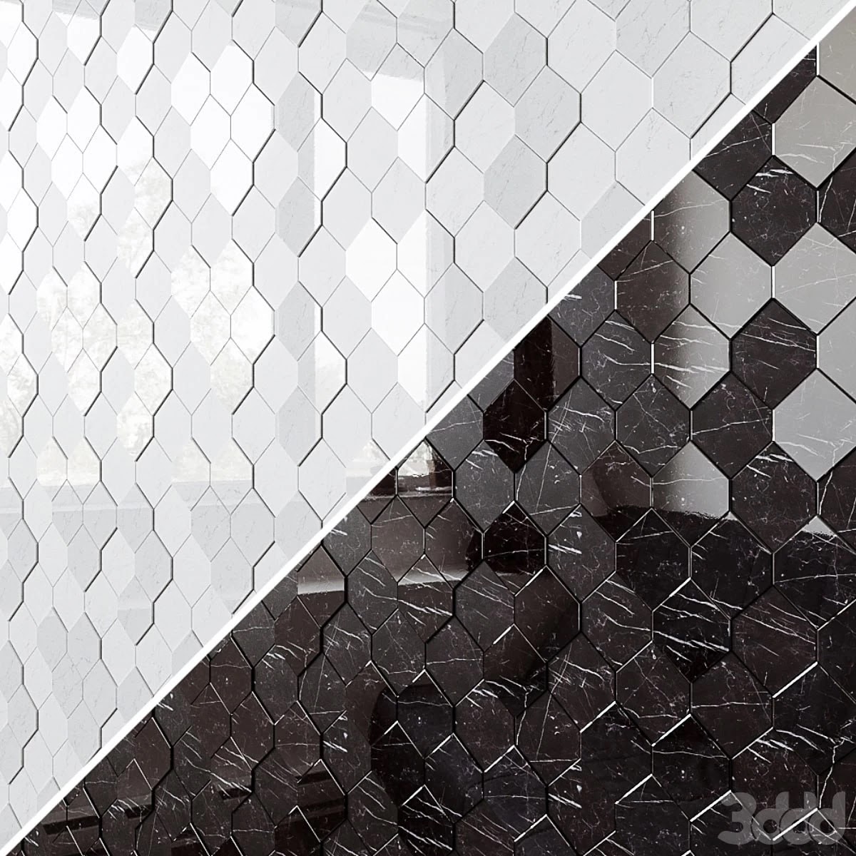 ATLAS CONCORDE MARVEL STONE Mosaico Esagono 3D