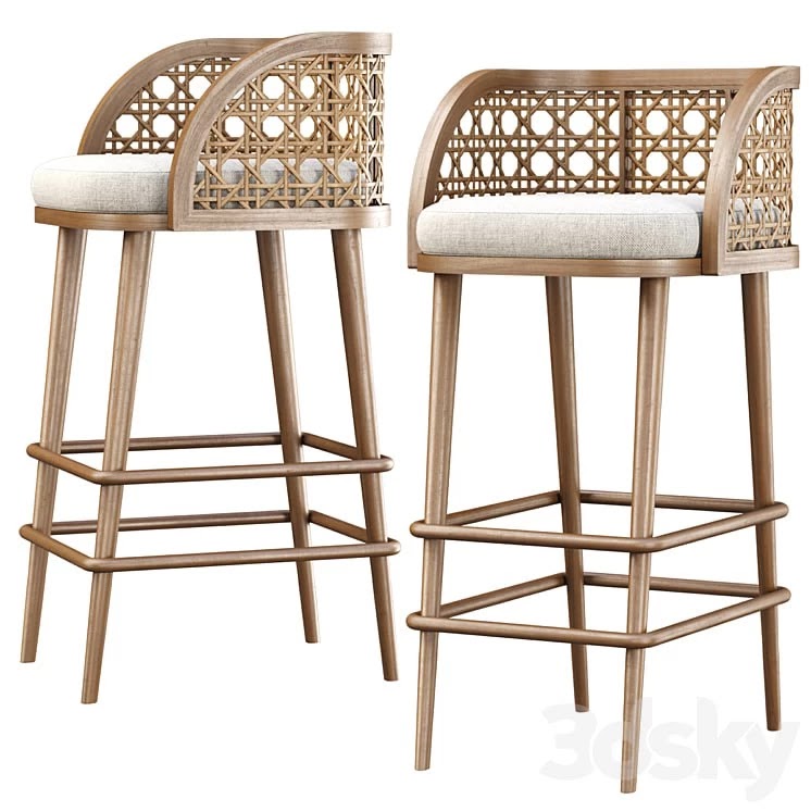 Rimma rattan bar stool DS67 / Wooden bar stool