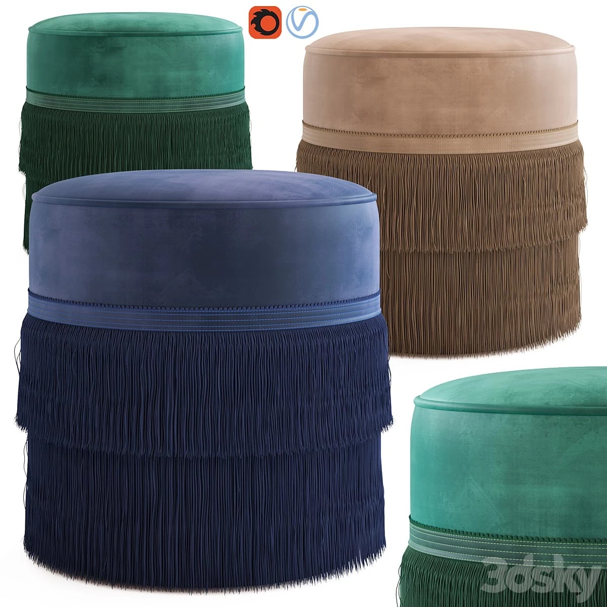 Globewest Kennedy Fringed Ottoman